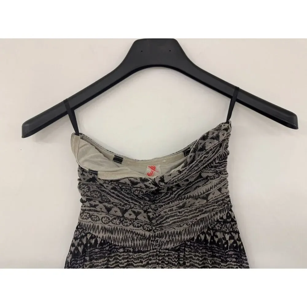 Free People Strapless Dress Womens Small Boho Tribal Print High Low Layered